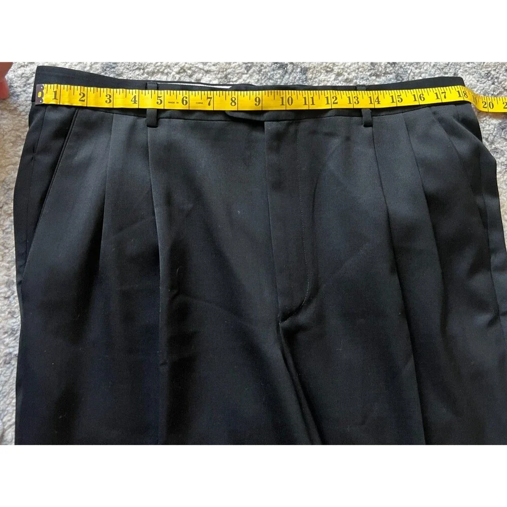 Zanella Bennett Mens 36x28 Black 100% Wool Pleated Cuffed Dress Pants Italy MINT